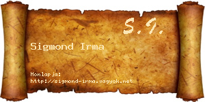 Sigmond Irma névjegykártya