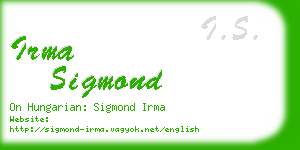 irma sigmond business card